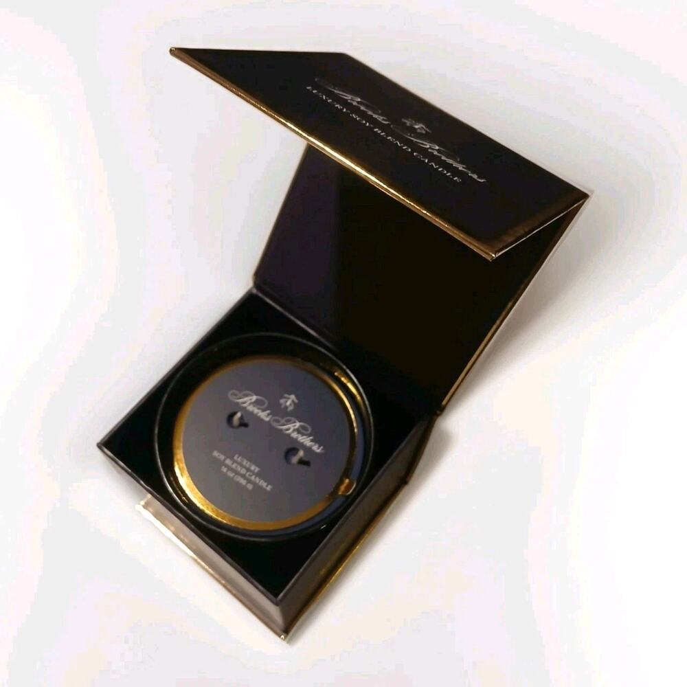 Brooks Brothers ABLAZE Luxury 14oz Soy Blend Designer Candle in Navy Gift Box